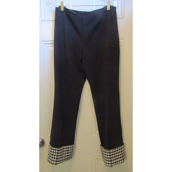 Alberto Makali Black Pants NWT Wide Gingham Cuff Side Zip Retail $119 Sz 10 - Picture 2 of 7